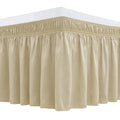 Biscaynebay Wrap Around Bed Skirts For Queen Beds 16' Drop, Sand Adjustable Elastic Dust Ruffles Easy Fit Wrinkle Resistant Sil