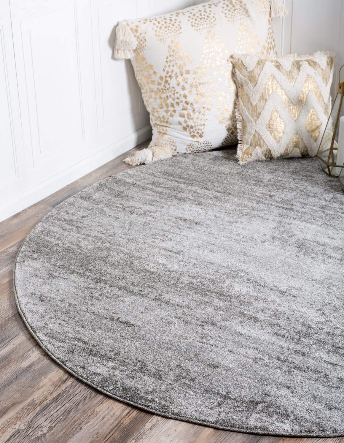 Unique Loom Del Mar Collection Area Rug - Lucille (7' 10'' Round, Gray/ Ivory)