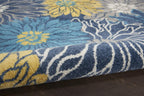 4 Round Blue Tropical Flower Area Rug