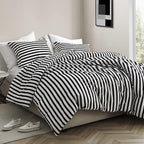 Clothknow Striped Comforter Set Full 3Pcs Black And White Bedding Comforter Sets Farmhouse Comforter Full Size Ticking Stripes F