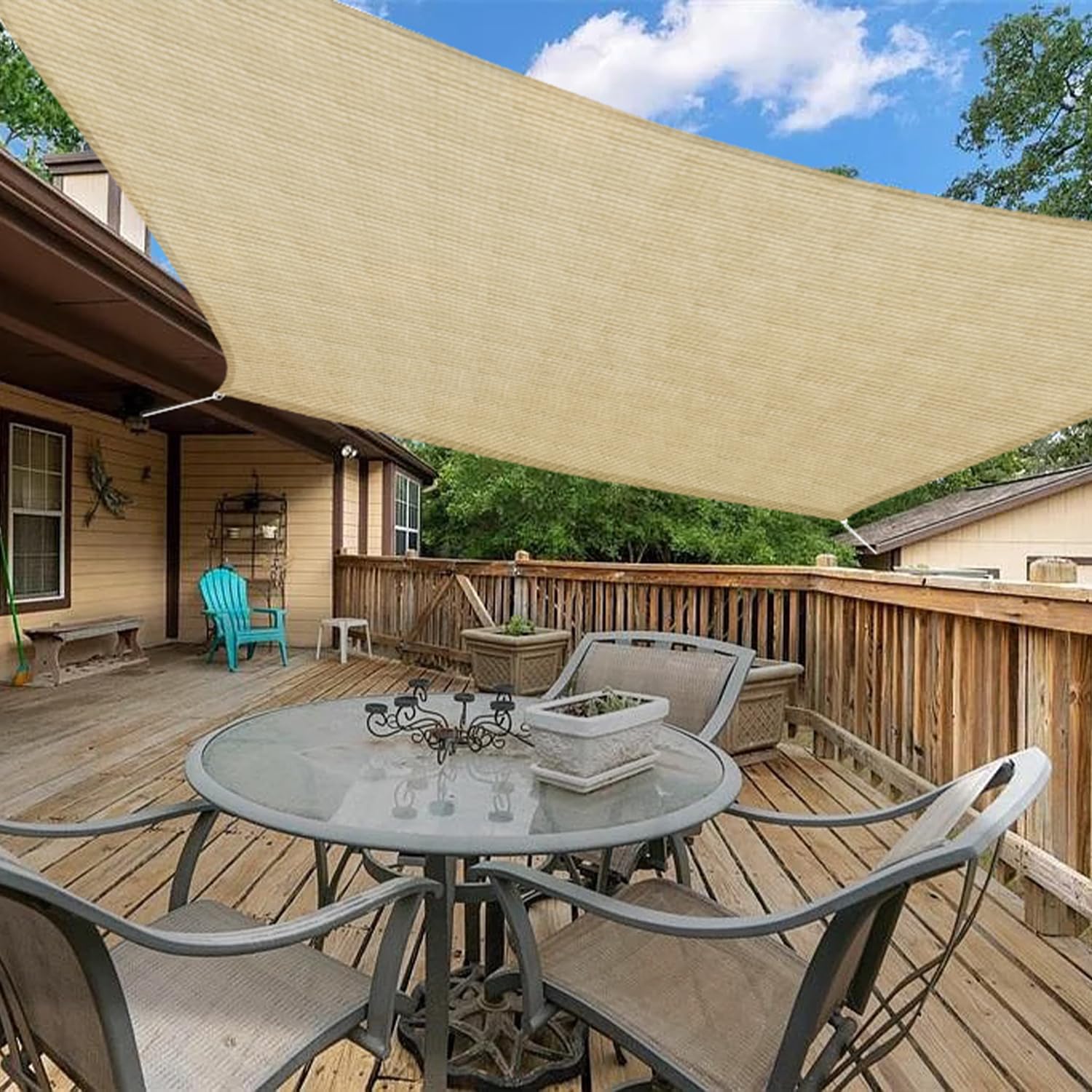 Infrange 12' X 16' Rectangle Sun Shade Sails Canopy Uv Block For Patio Deck Pergola Yard Lawn Outdoor Activities (Sand)