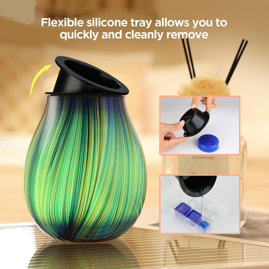 Electric Wax Melt Burner Art Glass Scented Candle Warmer With Timer And 7 Led Color Changing Removable Silicone Dish For Wax Mel