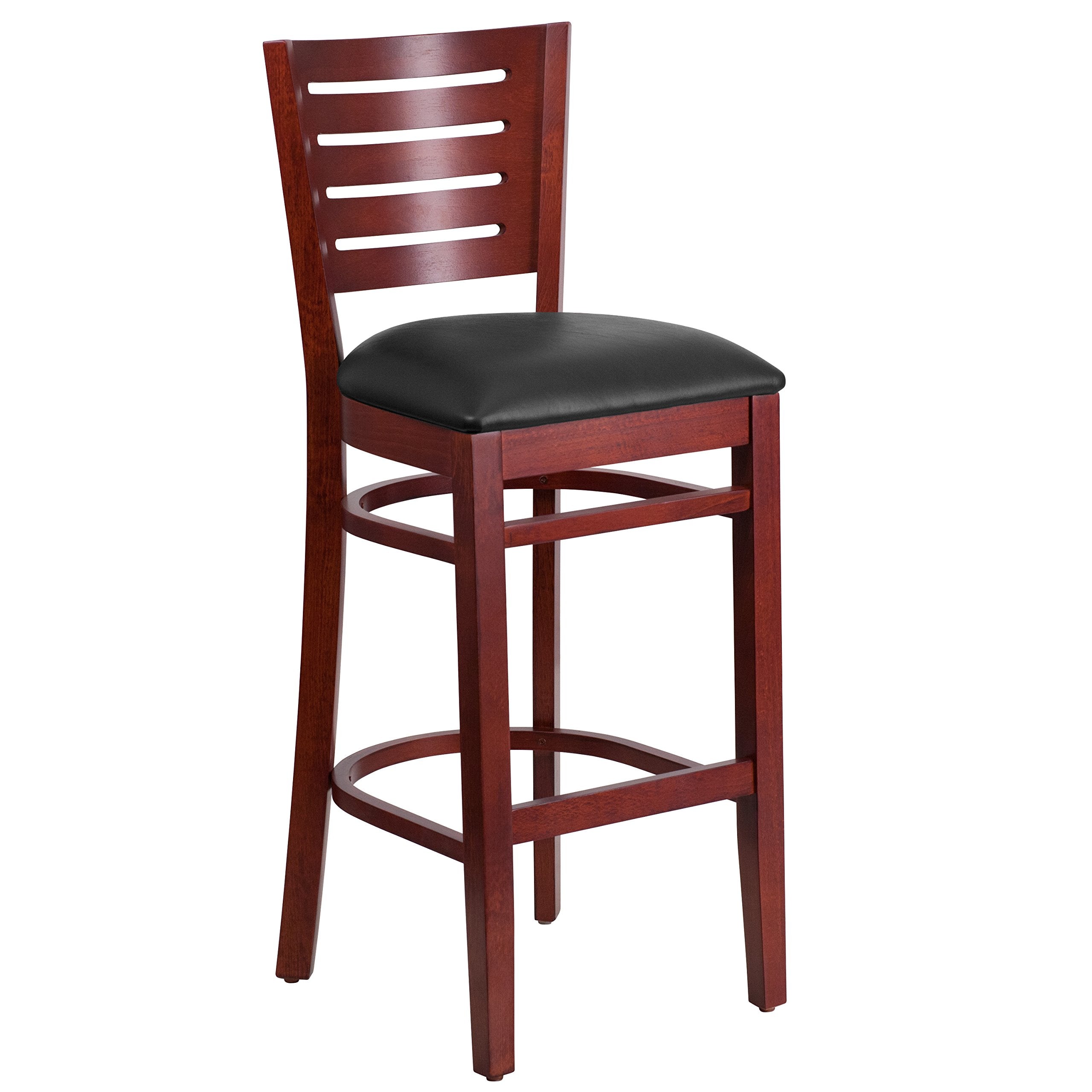 2 Pk. Darby Series Slat Back Walnut Wooden Restaurant Barstool