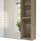 Medicine 19H Single Door Cabinet with Mirror, 5 Interior Shelves, Light Oak