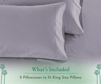 California Design Den King Size Pillow Covers, 100% Cotton, 600 Thread Count, Set of 2, Luxuriously Soft, Lavender