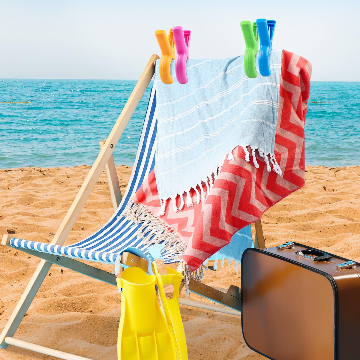 8 Pcs Beach Towel Clips For Beach Chairs, Towel Holder For Beach Chair Pool Chair On Cruise, Jumbo Size Heavy Duty Clothes Pins,