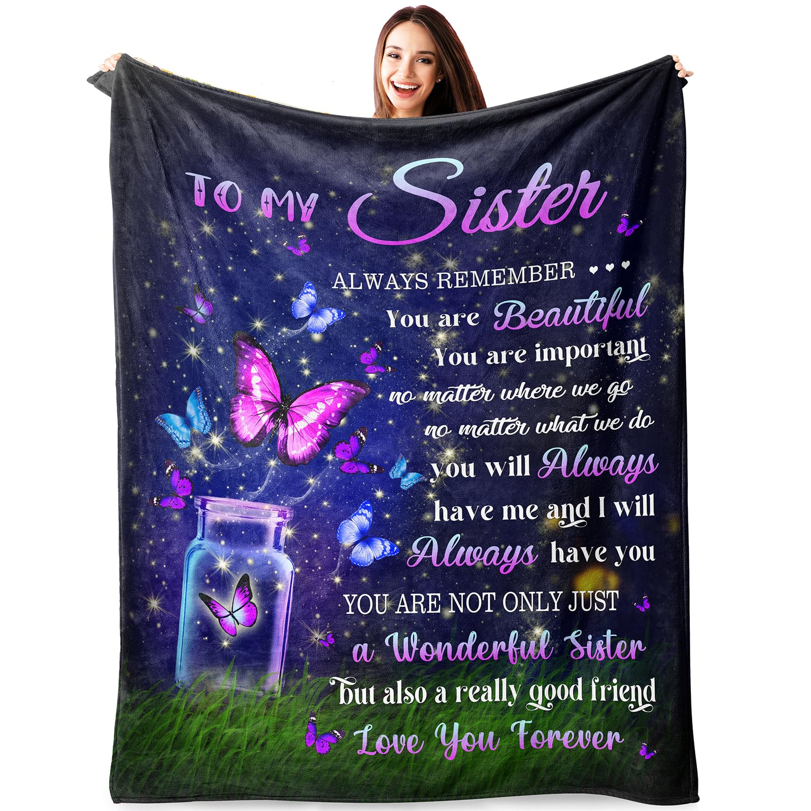 Atokker Sister Birthday Gift Ideas, Sister Gifts Blanket 50   *60   , Sisters Gifts From Sister, Birthday Gifts For Sister, Gift