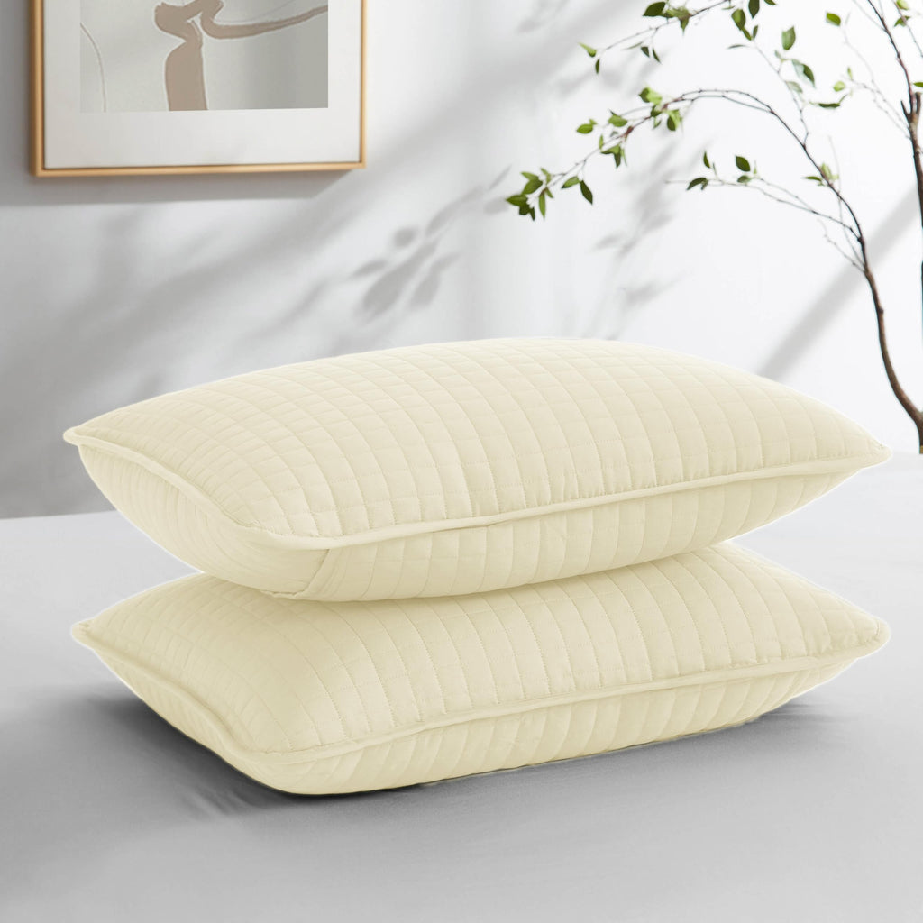 Southshore Fine Living, Inc. Vilano Springs - Pair Of Quilted Pillow Sham Covers (No Inserts), 20' X 36', Light Cream