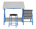 SD STUDIO DESIGNS Comet Center Plus, Craft Table and Matching Stool Set with Storage and Adjustable Top, Blue/Spatter Gray, 50x2