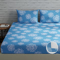 Huesland By Ahmedabad Cotton 144 Tc Fitted Bedsheet King Size Cotton With 2 Pillow Covers  Color | 6Ft X 6.5Ft | Blue