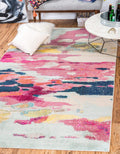 Unique Loom Estrella Collection Light Colors, Abstract, Modern, Vibrant Area Rug (9 0 x 12 0 Rectangular, Pink/Ivory)