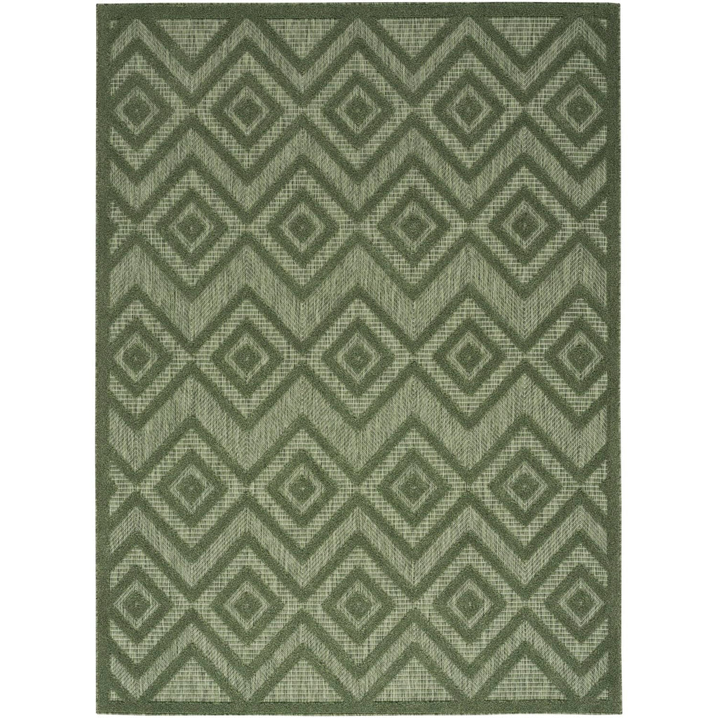 Nourison Versatile Indoor/Outdoor Green 5' X 7' Area Rug, Easy Cleaning, Non Shedding, Bed Room, Living Room, Dining Room, Backyard, Deck, Patio (5X7)