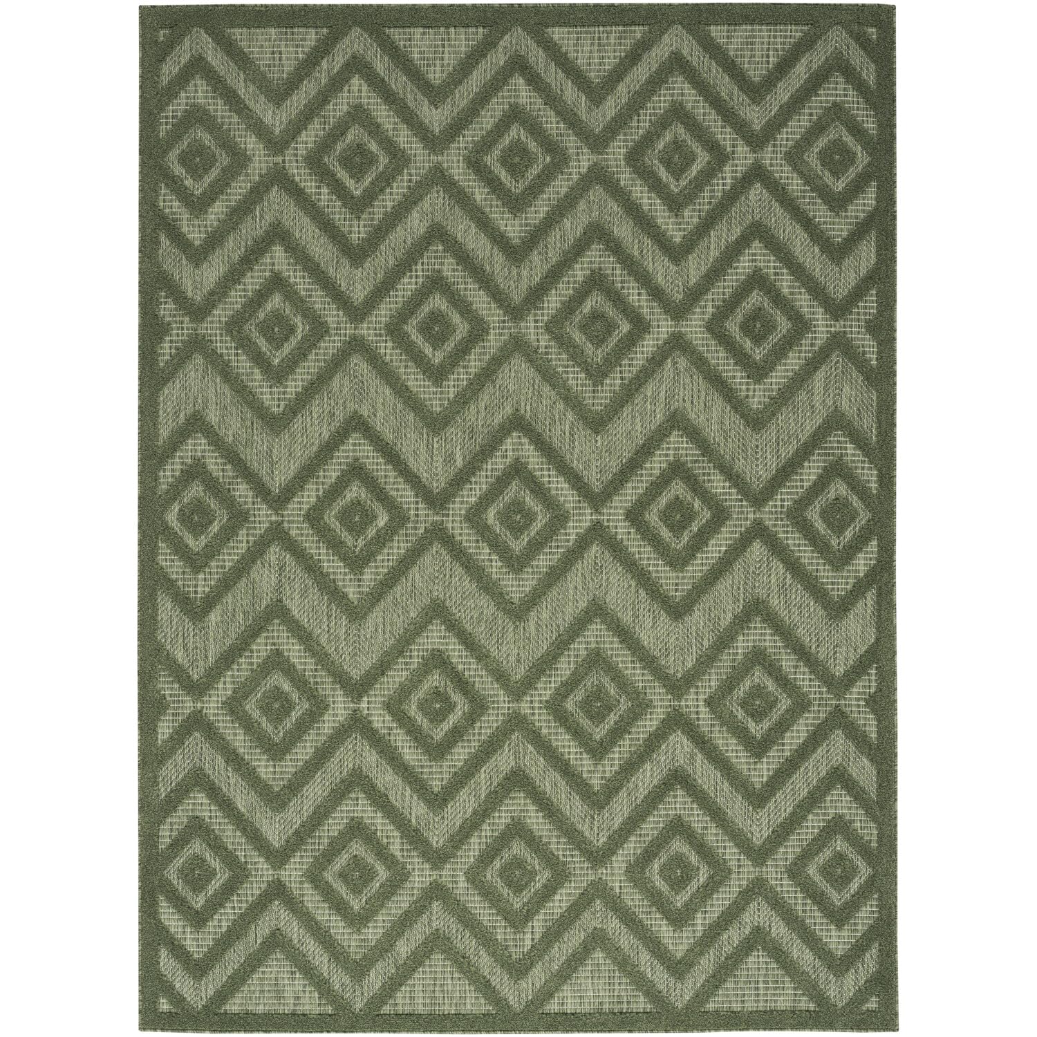 Nourison Versatile Indoor/Outdoor Green 5' X 7' Area Rug, Easy Cleaning, Non Shedding, Bed Room, Living Room, Dining Room, Backyard, Deck, Patio (5X7)