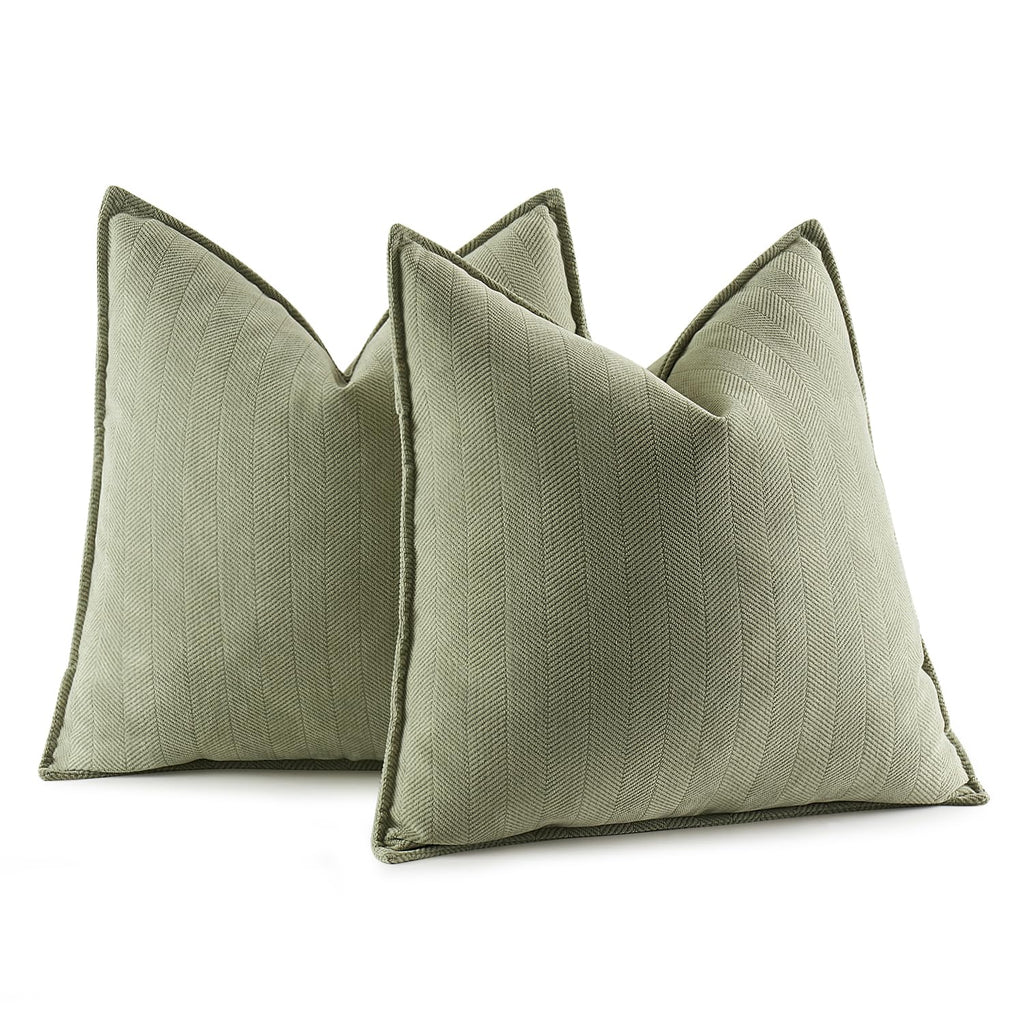Miulee Pack Of 2 Sage Green Decorative Pillow Covers 18X18 Inch Soft Chenille Luxurious Couch Throw Pillows Farmhouse Cushion Covers With Elegant Design For Sofa Bedroom Living Room Home Decor