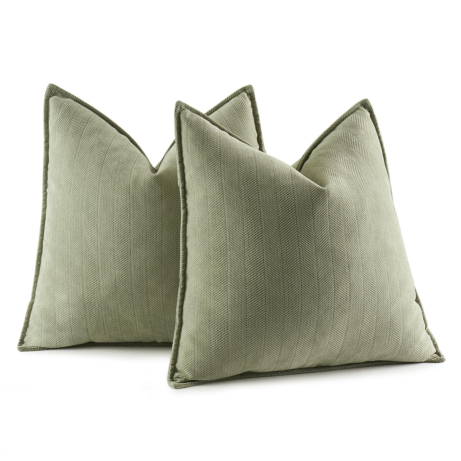 Miulee Pack Of 2 Sage Green Decorative Pillow Covers 18X18 Inch Soft Chenille Luxurious Couch Throw Pillows Farmhouse Cushion Covers With Elegant Design For Sofa Bedroom Living Room Home Decor