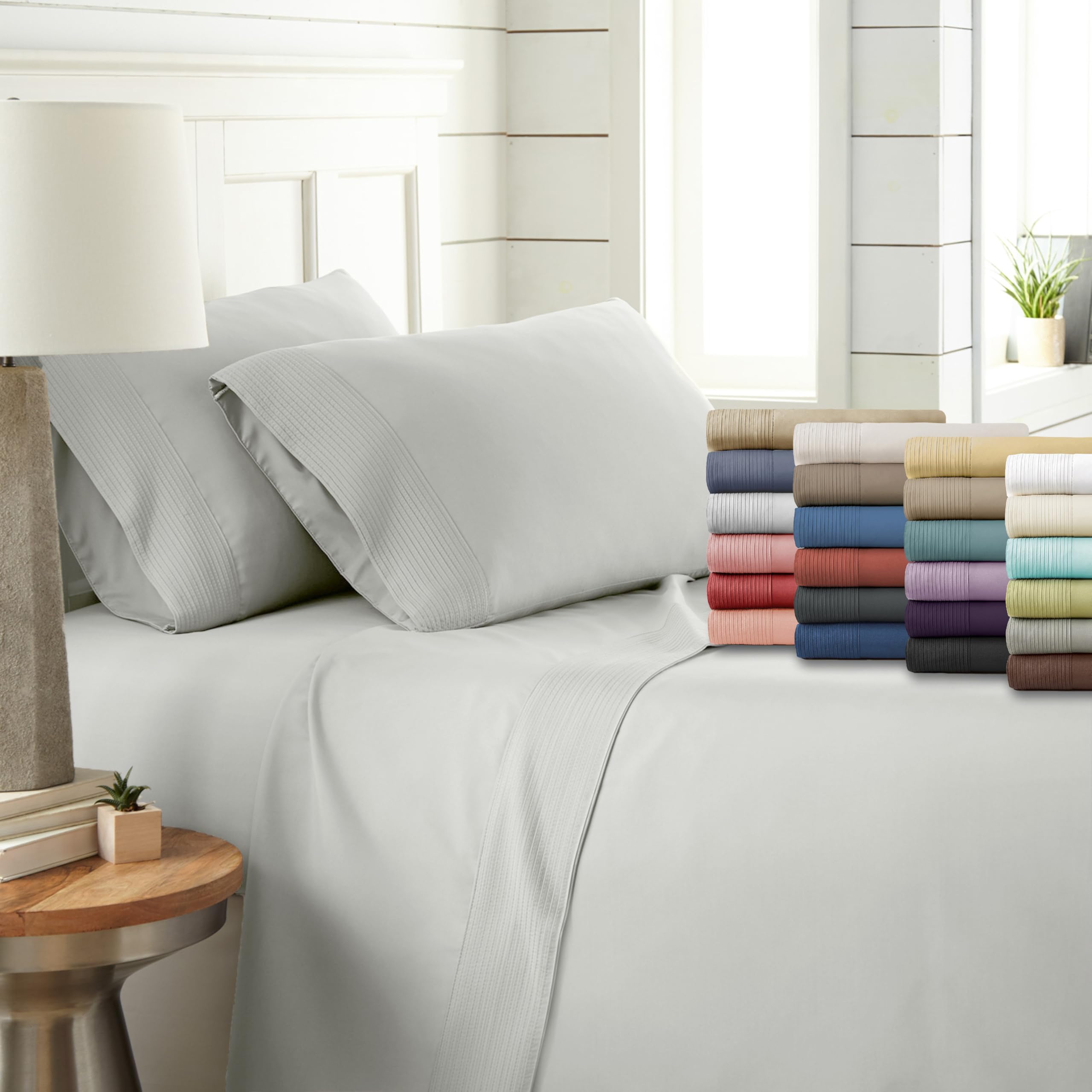 Southshore Fine Living, Inc. Twin Sheet Set, 3-Piece, 21'' Extra Deep Pocket Pleated Sheet Set, Twin Size | Flat Sheet, Fitted S