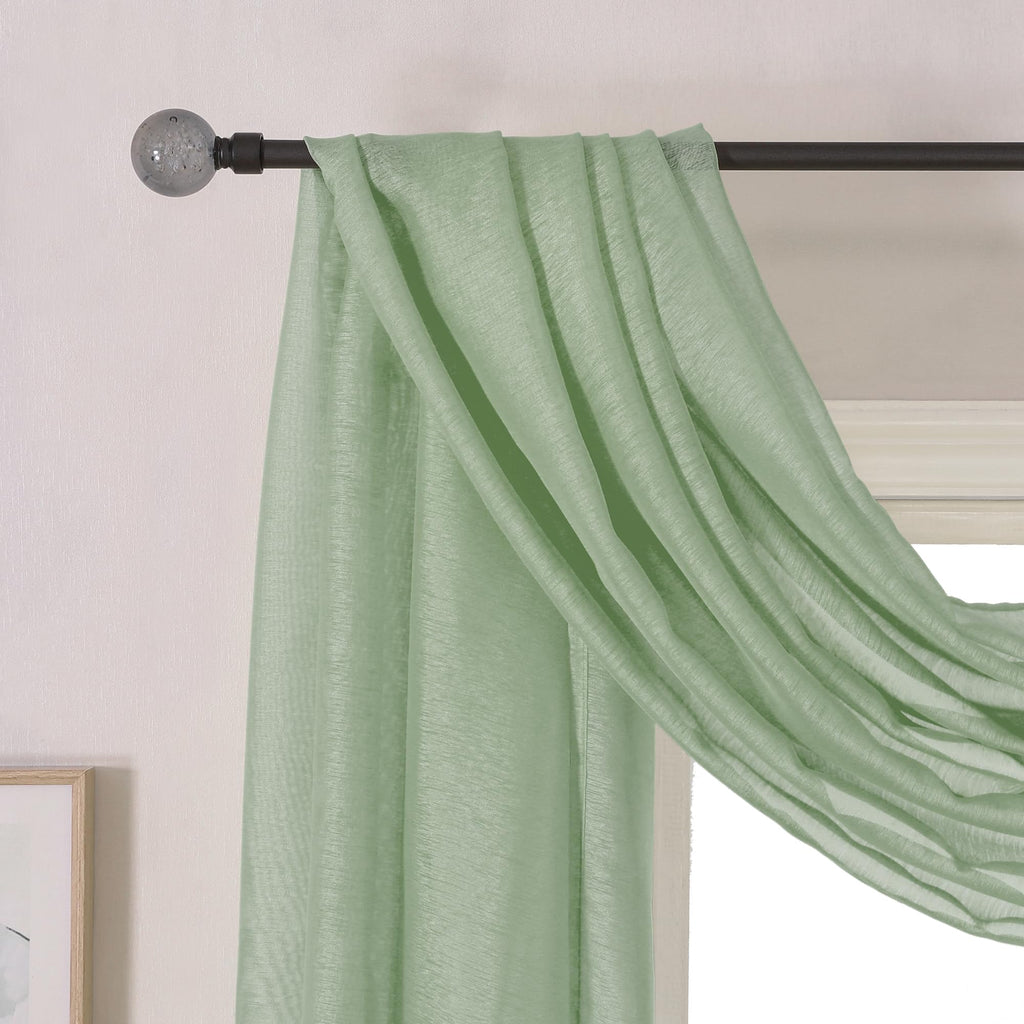 DONREN Semi Sheer Window Scarf Valance Polyester Sage 144 Inches