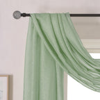 DONREN Semi Sheer Window Scarf Valance Polyester Sage 144 Inches