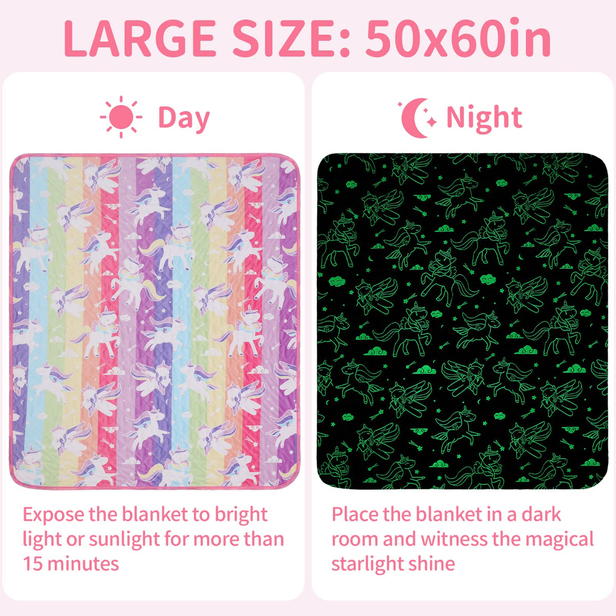Lifeyj Cooling Blankets For Hot Sleepers, Glow In The Dark Blanket Unicorns Gifts For Girls, Q-Max >0.4 Cool Blanket 3 4 5 6 7 8