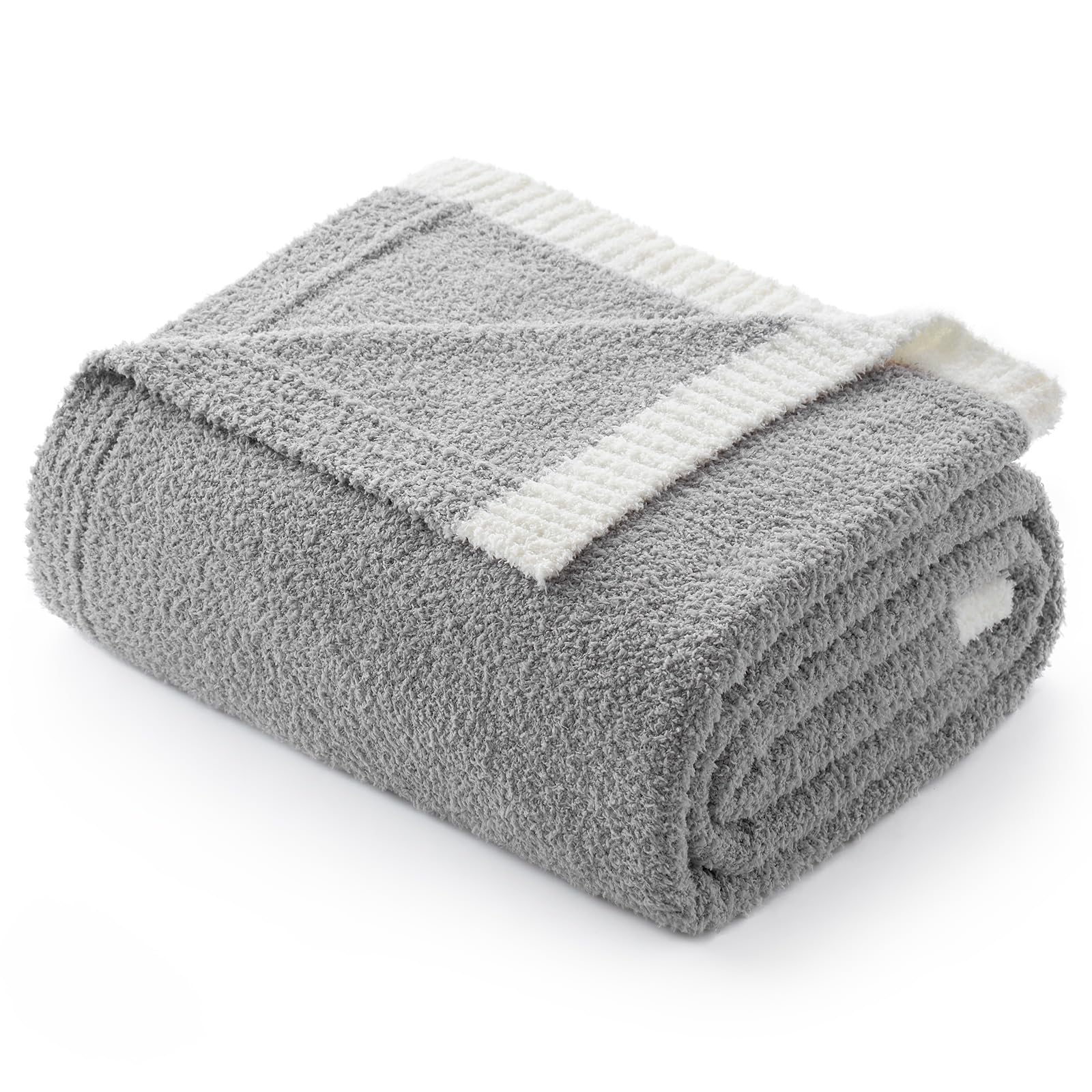 Snuggle Sac Ultra Soft Throw Blanket For Couch Bed Sofa 50X60 Inches, Reversible Grey Blanket Microfiber Fluffy Fuzzy Cozy Knit