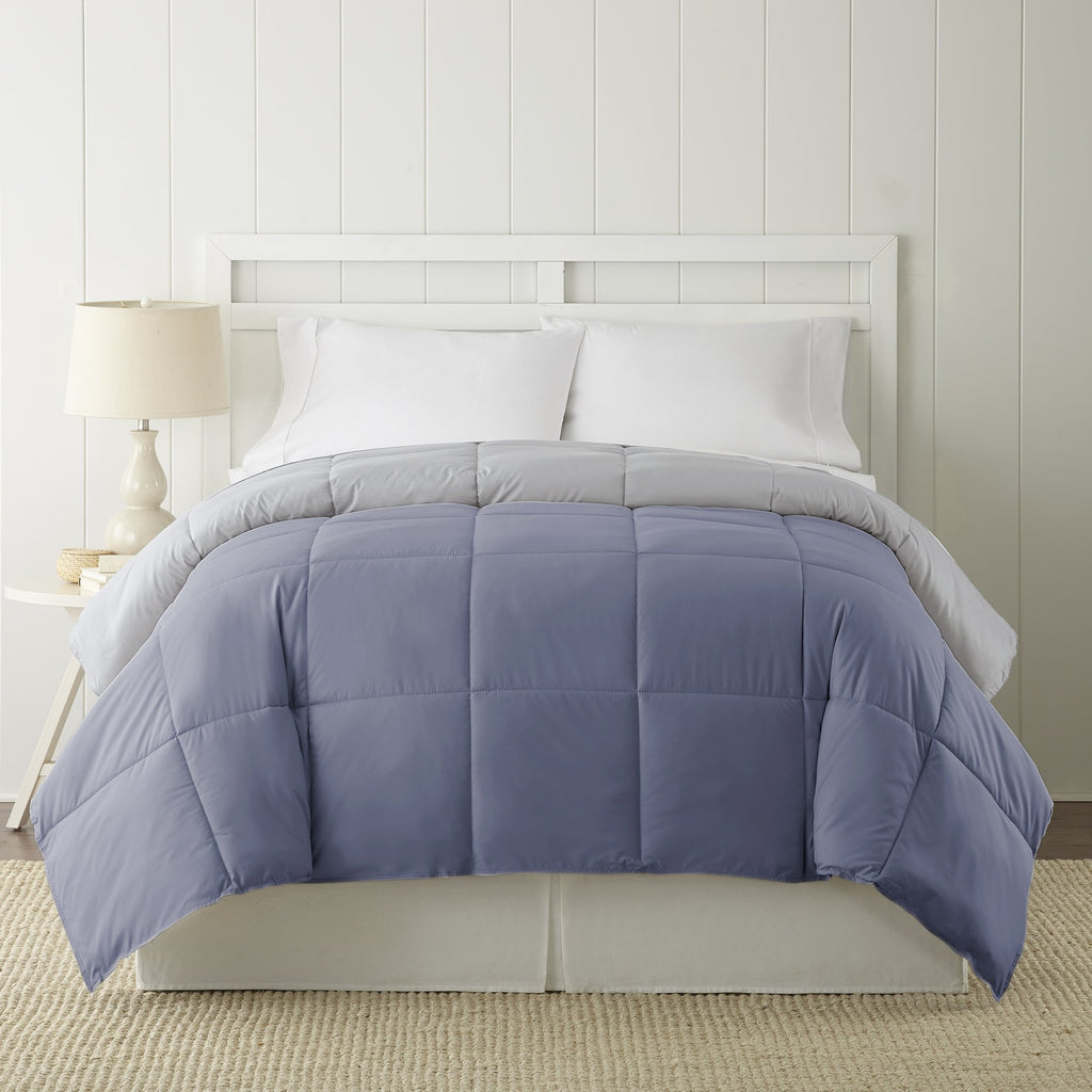 Modern Threads Down Alternative Microfiber Quilted Reversible Comforter & Duvet Insert - Soft, Comfortable Alternative To Goose Down - Bedding For All Seasons Infinity Blue/Silver Full/Queen