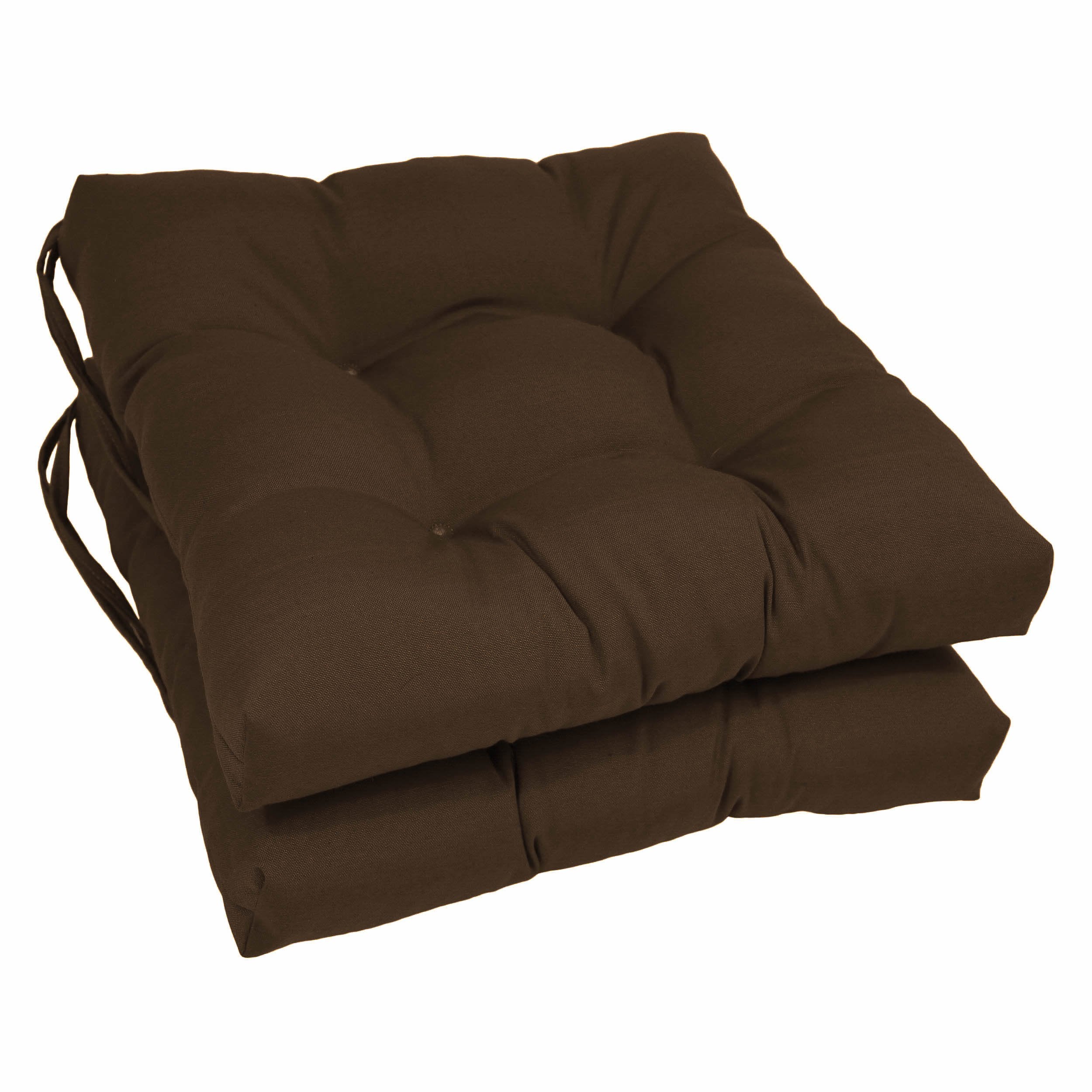 Blazing Needles 16-inch Solid Twill Square Tufted Chair Cushions (Set of 2) Chocolate