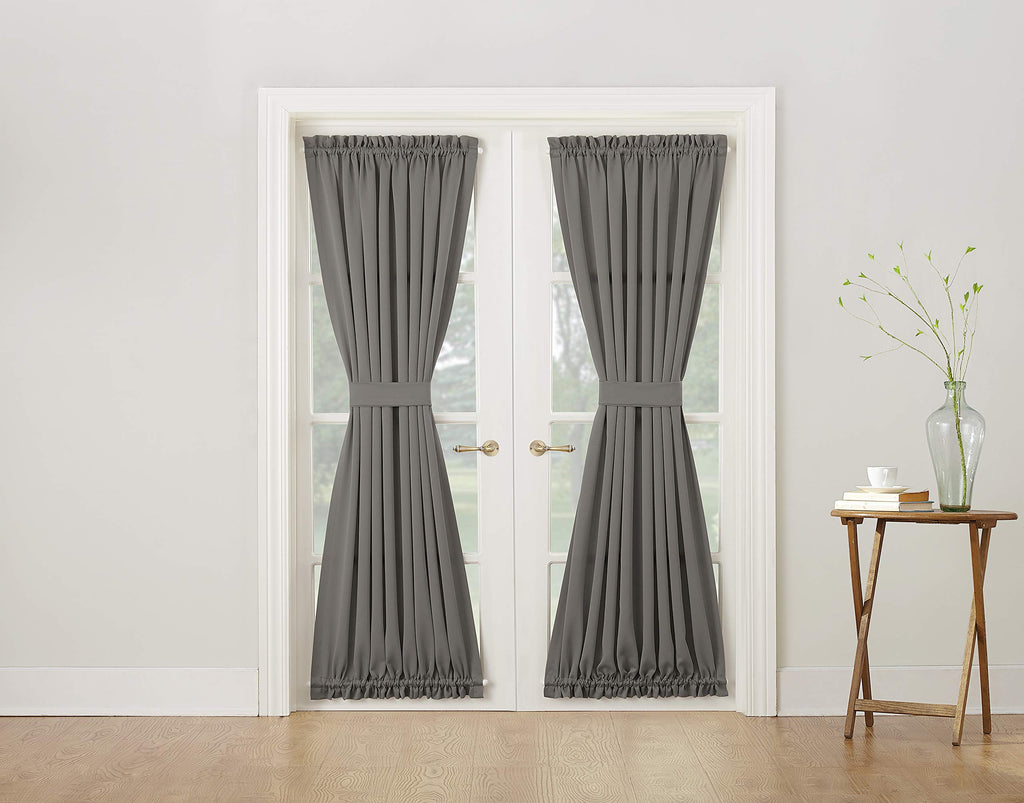 Sun Zero Barrow Energy Efficient Rod Pocket Door Curtain Panel, 54'' X 72'', Steel