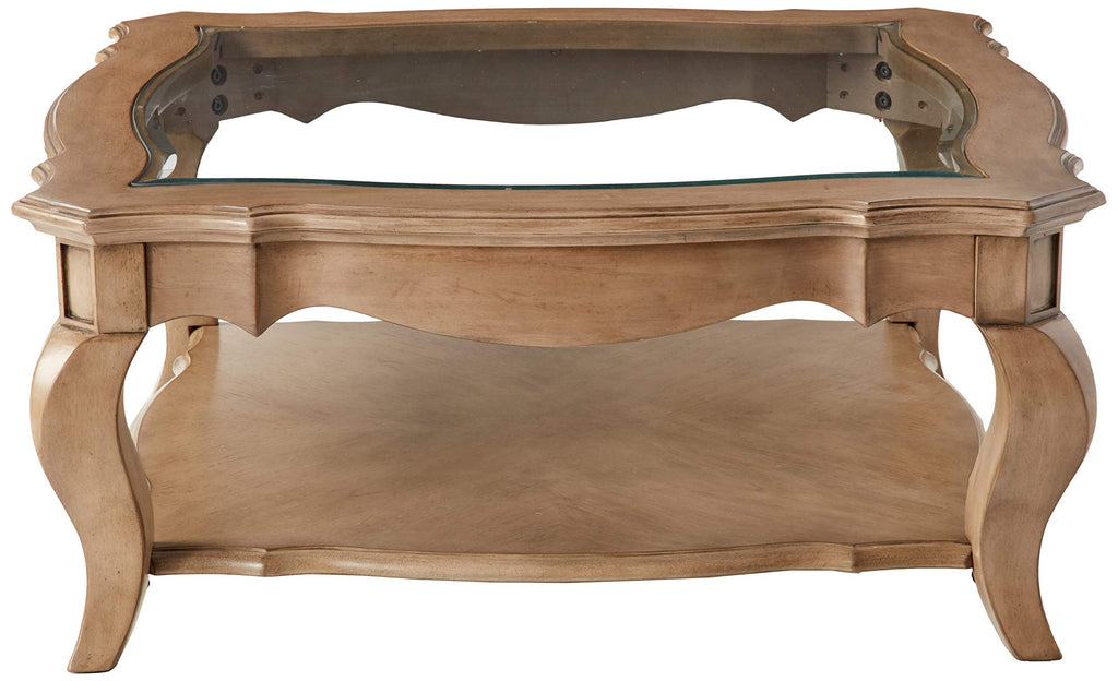 ACME Chelmsford Coffee Table - - Antique Taupe & Clear Glass