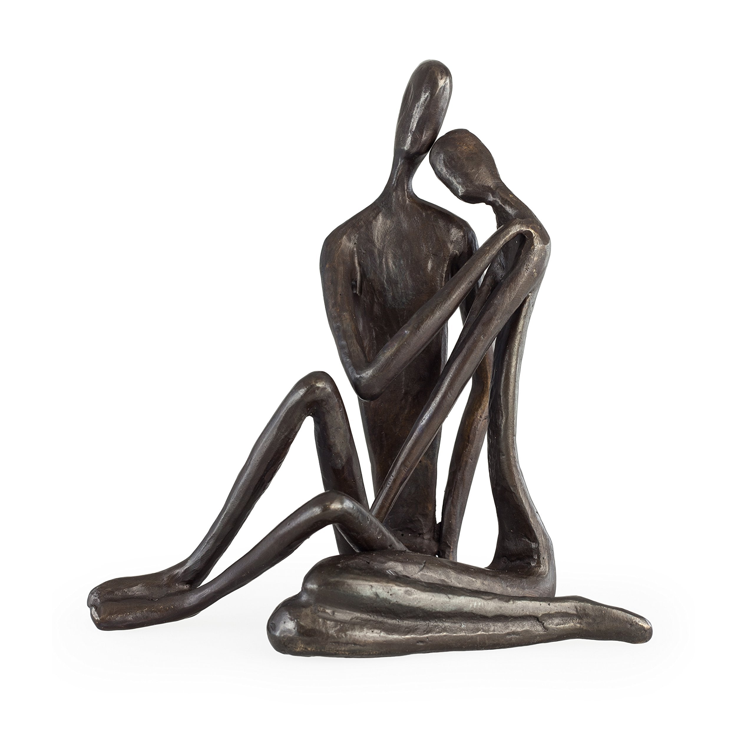 Danya B. Couple Embracing Sand-Cast Iron Handcrafted Sculpture Large, Contemporary Metal Art Shelf D  cor, Unique Gift for Weddi