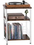 Tuohours Record Player Stand, 3 Tier End Side Table with Vinyl Record Storage Basket, Turntable Table up to 100 Albums Record Sh