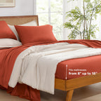 Andency Orange California King Sheet Sets, 100% Viscose Derived From Bamboo, Cooling Sheet Set, Deep Pocket Up To 16', Silky Soft Bed Sheets, Hotel Luxury Breathable Bedding Sheets & Pillowcases…