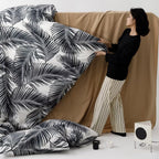 Karever Black Leaves Comforter Queen Black And White Palm Leaf Printed Comforter Sets Modern Boho Black Tropical Botanical Leave