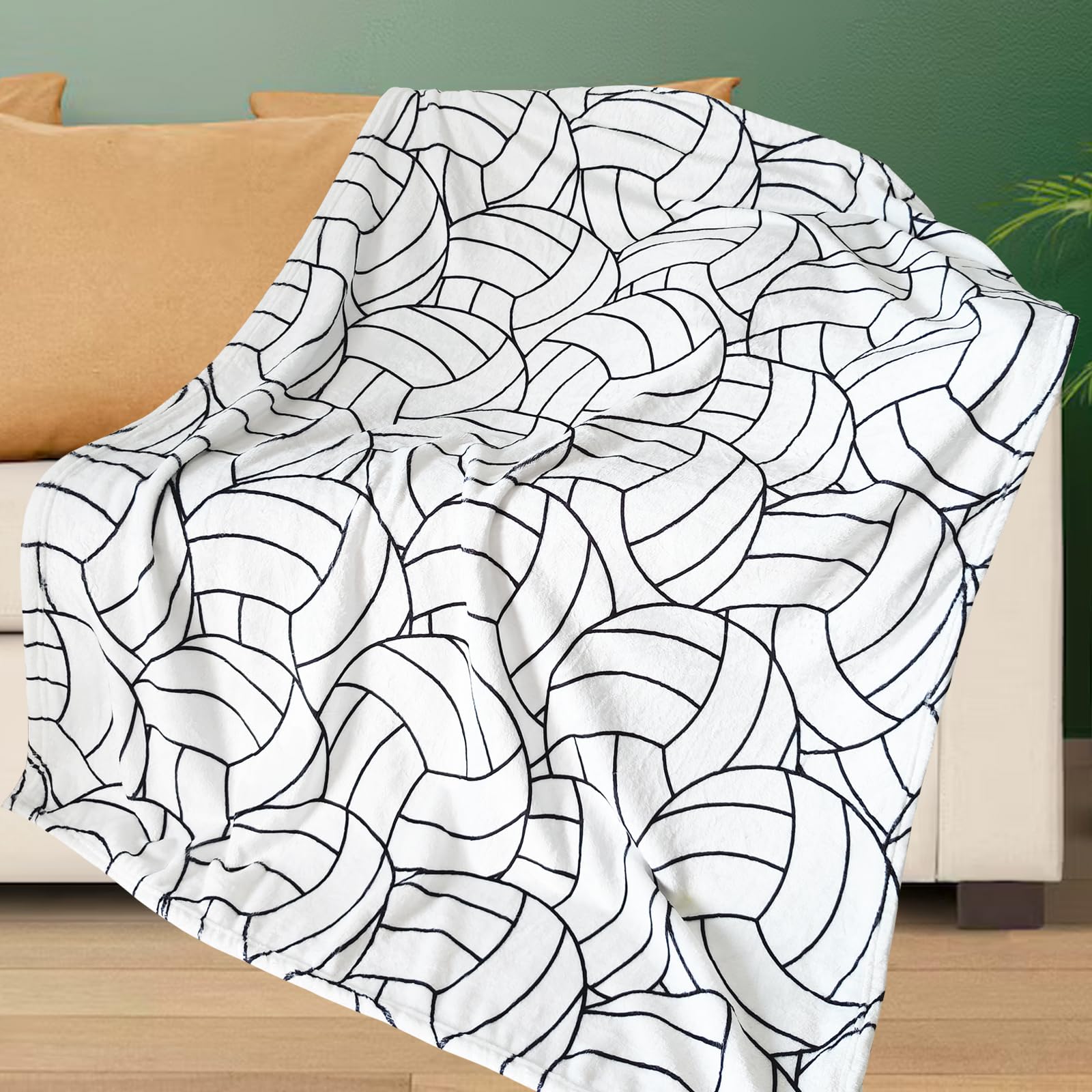 Niopos Volleyball Blanket Volleyball Gifts For Girls Teens Volleyball Stuff Lovers Team Gifts White Volleyball Fleece Blankets G
