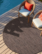 Unique Loom Outdoor Solid Collection Area Rug (5' 3'' Round Light Brown/Ivory)