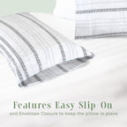 Elegant Comfort Ultra Soft Set Of 2 Striped Print Pillowcases - 1500 Premium Hotel Quality Microfiber, Soft And Smooth Envelope Closure 2-Piece Pillow Covers - Standard/Queen, Traci Gray