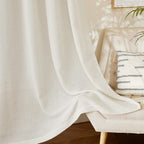Nicetown Linen Curtains & Drapes 95 Inch Length 2 Panels, Rod Pocket & Back Tab Linen Blend Semi Sheer Privacy With Light Filter