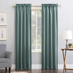Sun Zero Easton Energy Saving Blackout Rod Pocket Curtain Panel, 40' X 84', Mineral