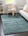 Rugs.com Infinity Collection Solid Shag Area Rug 5 x 8 Slate Blue Shag Rug Perfect for Living Rooms, Large Dining Rooms, Open 