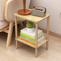 LUCKNOCK Side Table, 2-Tier Solid Wood End Table with Storage Shelf, Slim Nightstand Bedside Table for Small Spaces, Bedroom, Li