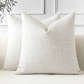 Otostar Pack Of 2 Throw Pillow Covers 18X18 Inch Linen Beige Pillowcases Farmhouse Decorative Solid Pillow Covers 45X45 Cm Squar