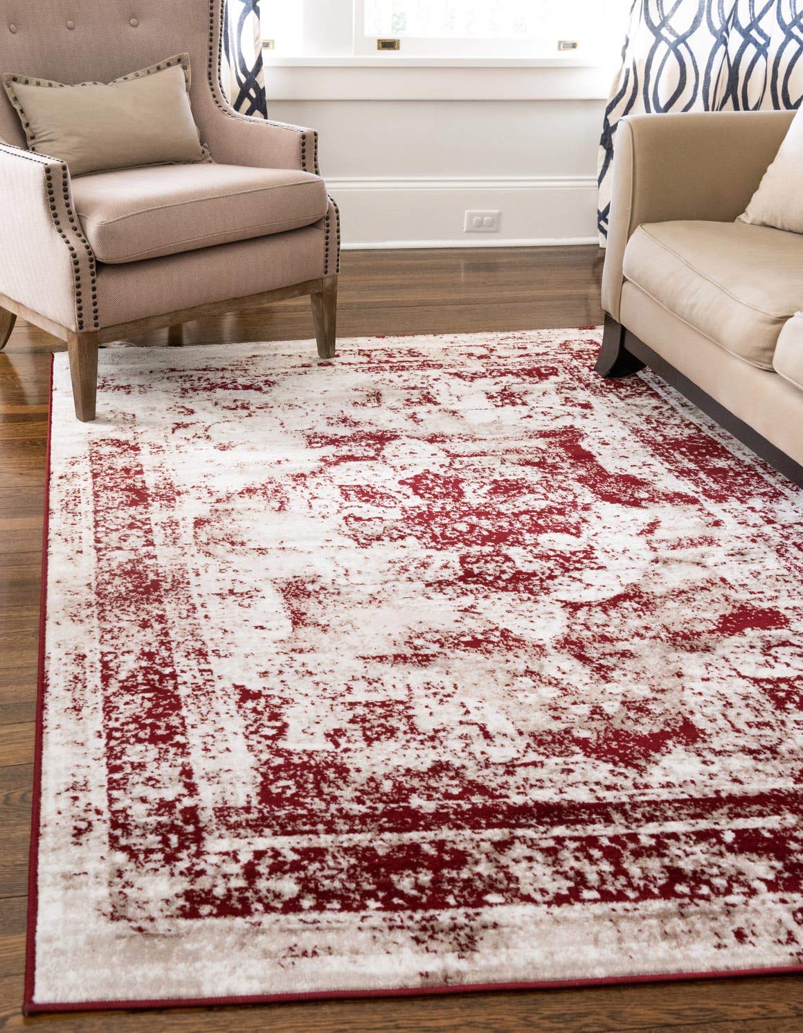 Unique Loom Sofia Collection Area Rug - Salle Garnier (6 1 x 9 Rectangle, Burgundy/ Ivory)