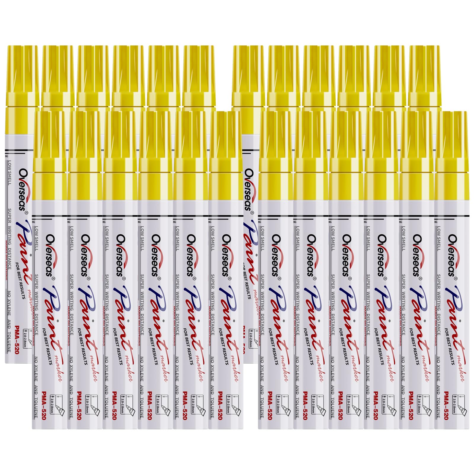 Yellow Paint Pens Permanent Markers 24 Pcs, Oil Based Paint Markers Set, Quick Drying, Waterproof, Medium Tip Marker Pens For Me