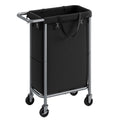 SONGMICS Laundry Basket with Wheels, Rolling Laundry Hamper, 23.8 Gallons (90L), Removable Liner, Steel Frame with Handle, Blank