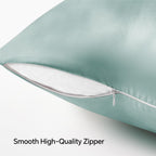Bedelite Satin Pillowcase With Zipper, Haze Blue King Size Pillow Cases Set Of 2, Super Soft And Cooling Similar To Silk Pillow