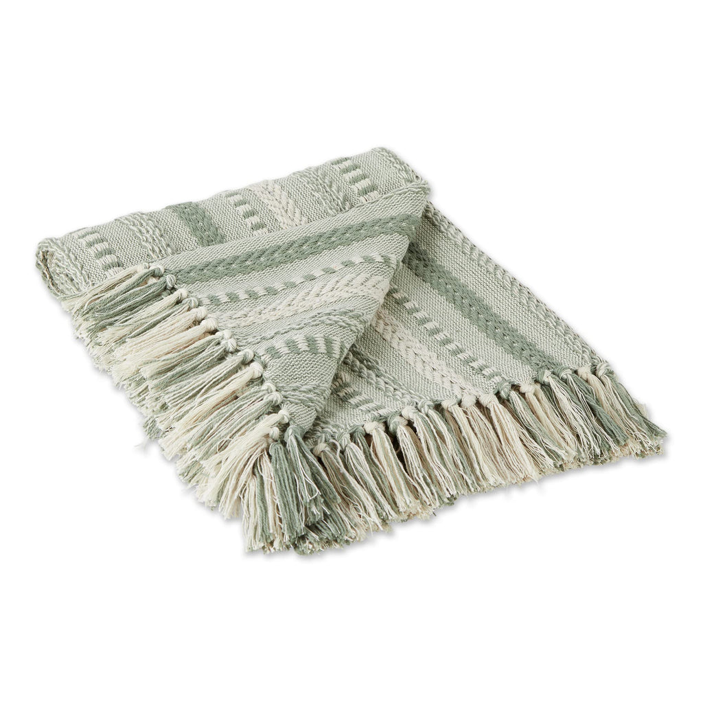 Dii Braided Striped Decorative Throw Blanket, 50X60, Artichoke