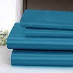 Homiest 4Pcs Satin Sheets Set Luxury Silky Satin Bedding Set With Deep Pocket, 1 Fitted Sheet + 1 Flat Sheet + 2 Pillowcases (Full Size, Lake Blue)