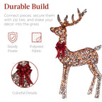 Best Choice Products 3-Piece Rattan Deer Family Set - 5FT Lighted Outdoor Christmas Decoration - Brown Metal