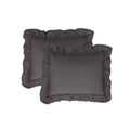 Fresh Ideas Ruffled Bed Pillow Shams with Embroidered Eyelet Detail, King, Grey, 2-Pack
