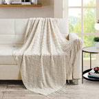 Bourina Throw Blanket Textured Solid Soft Throws And Blankets For Sofa Or Bed Knitted Decorative Blanket 50 X70 Inches Jacquard