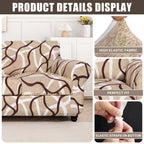Searchi Stretch Sofa Cover Printed Couch Cover, Floral Pattern 3 Pieces Loveseat Slipcover With 2 Separate Cushion Cover, Washable Furniture Protector For Living Room(Loveseat, Khaki)